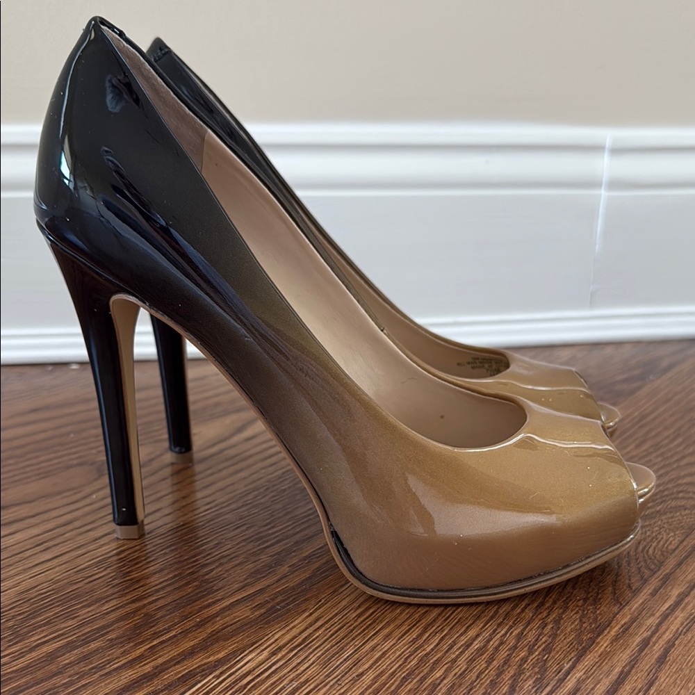 Elegant Two-Tone Peep Toe Heels